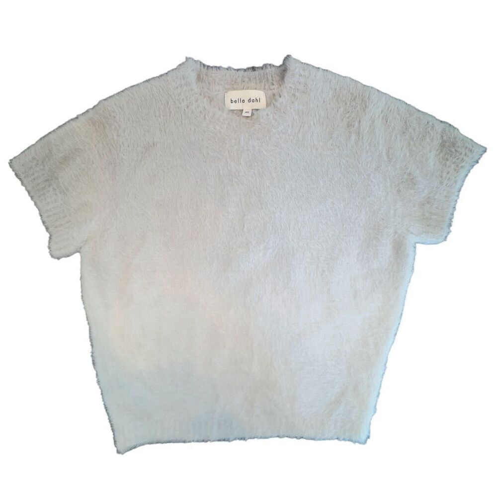 Bella Dahl Women's XS Fuzzy Short Sleeve Sweater gray to white ombré - Picture 4 of 7